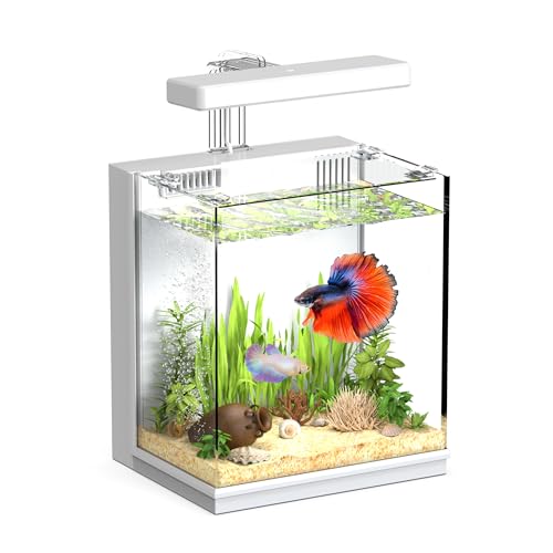 AQUASMITH 2-Gallon All-in-One Fish Tank – Silent Pump, 3-Stage Filtration &...