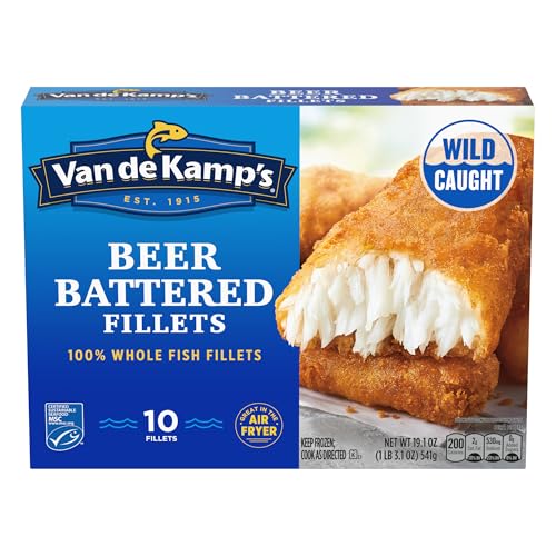 Van de Kamp's Beer Battered 100% Whole Fish Fillets, Frozen, 19.1 oz 10 ct